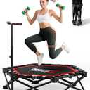 42" Foldable Mini Trampoline- 450lb Capacity Fitness Rebounder w/3-Level Adjustable T-Bar, Adults Workout Trampoline, Non-Slip Pad | Foldable Design for Home/Gym