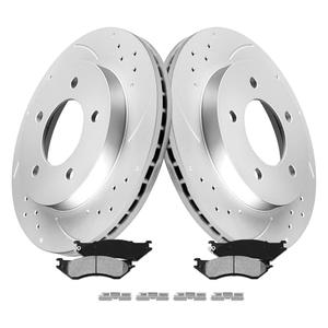 MOTOREVO Front Brake Kit Compatible With 2001-2003 F-150 — For 5-Lug 4WD Models with 7700 lb. GVW Only | Heavy-Duty GEOMET Anti-Corrosion Coated, Drilled & Slotted Rotors | OE Precision Fit