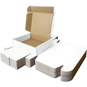 Corrugated Shipping Box Mailers, Kraft Brown, Triple-Layer Board Secure Slot Closure (White, 9"x6.5"x2" / Set of 20)