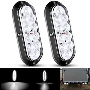 Nilight 6 Inch Oval White LED Trailer Tail Lights Surface Mount 2PCS 10 LEDs Waterproof Reverse Back Up Trailers Lighting for Truck RV Boat Bus Lorry Camper Van Caravan