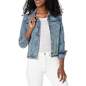 Dollhouse Womens Basic Slim Fit Denim Jacket, Blue, Small US