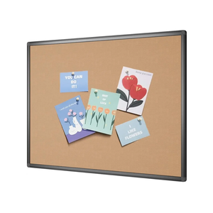 VIZ-PRO Cork Notice Board, 36 X 24 Inches, Cork Bulletin Board with Black Aluminium Frame