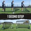 QuickPlay Rhino Folding Aluminum Soccer Goals for Coaching & Training 1-second fold-out setup, Pre-attached net, 50mm aluminum frame, Freestanding, Indoor, outdoor & grass, Small-sided games (4 x 2.5')