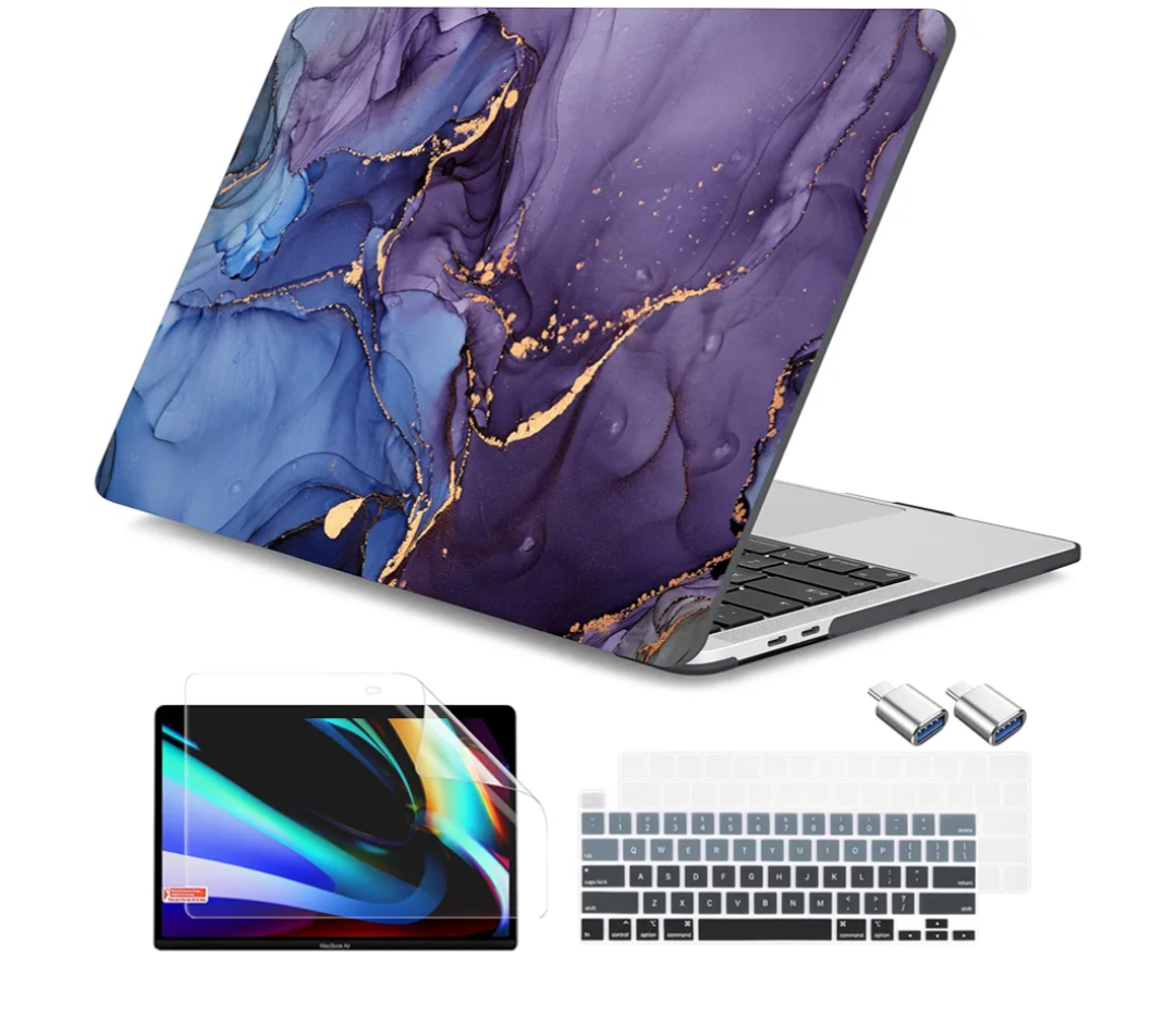 DONGKE for MacBook Pro 13 Inch Case 2023 2022-2016 Release M2 A2338 M1 A2251 A2289 A2159 A1989 A1706 Touch Bar & Touch ID, Hard Case Shell with USB C to USB Adapter & Keyboard Cover, Alcohol Ink Art