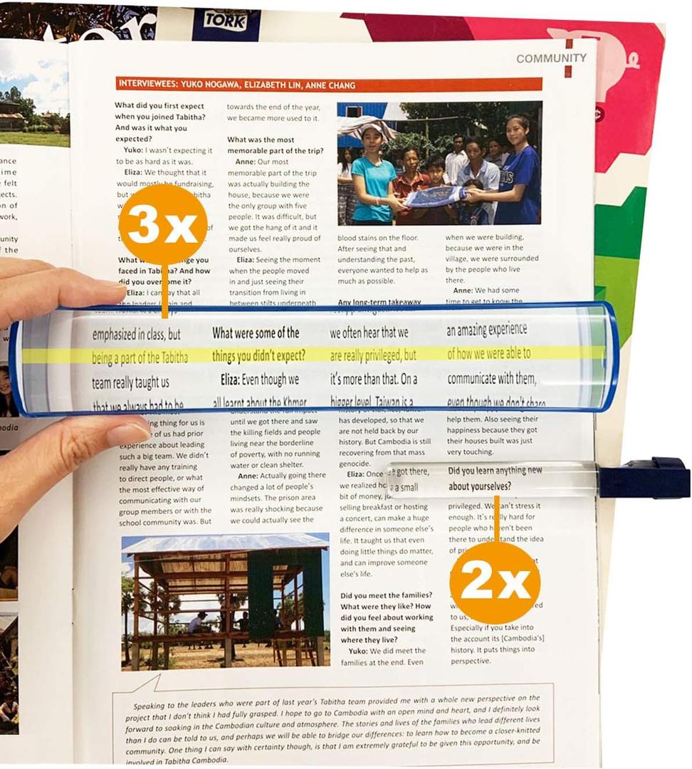 MAGDEPO 3X Raised Bar Magnifier 8" Dome Top Reading Magnifier Optical Acrylic Magnifying Glass with Stand Desktop for Elderly and People with Low Vision Reading Small Prints, Books, Newspapers, etc.