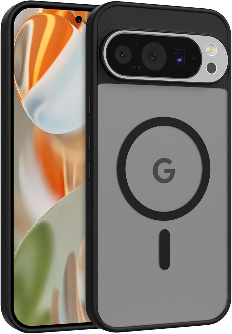 RALEAVO for Google Pixel 10/10 Pro Case Strong Magnetic Case [Compatible with Magsafe] Slim Shockproof Protective Phone Cover for Pixel 10/10 Pro Phone Case with Translucent Hard Back,Black