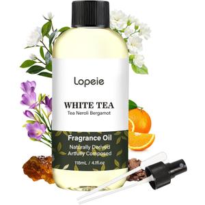 Lopeie White Tea Diffuser Oil Essential Oil for Diffuser, Air Freshener & Room Spray Long-Lasting with Notes of Tea, Neroli & Bergamot Hotel Scent for Ultrasonic & Waterless Diffusers, 4.1 Fl Oz