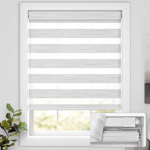 UNISHADES No Drill Cordless Zebra Blinds for Windows, Linen High Precision Fabrics, 21" W x 64" H Linen - Grey