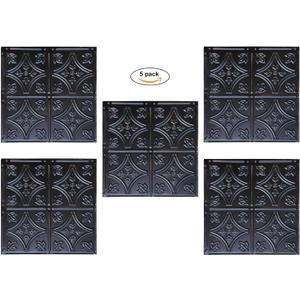 Holydecot Tin Wall Tiles Nail-Up Ceiling Tiles Stair Riser Kitchen Backsplash - Rustic Black 12x12 inch Sample, 5 Pack