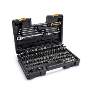 121 Piece 1/4” & 3/8” Drive 72-Tooth SAE/Metric Mechanics Hand Tool Set
