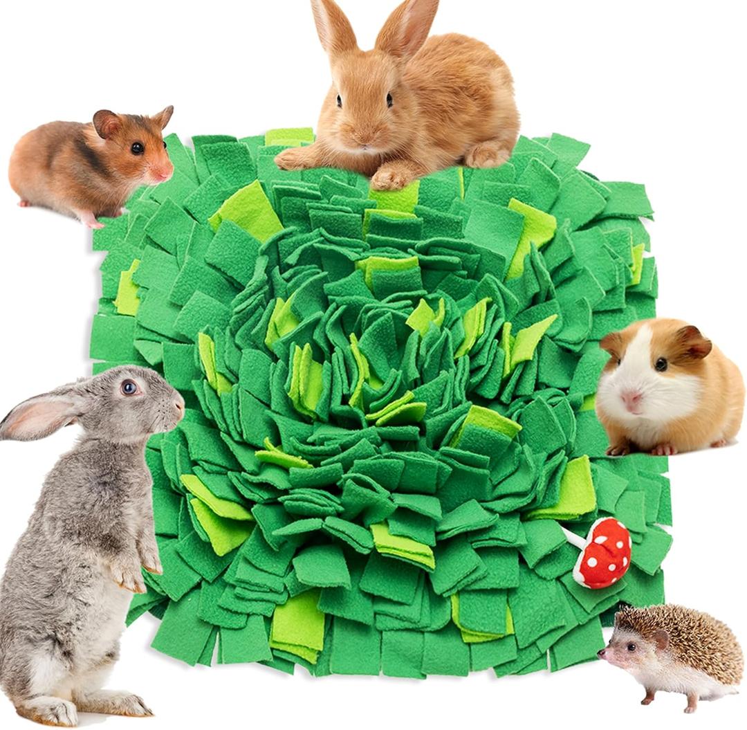 Rabbit Foraging Mat, Interactive Bunny Foraging Toy Indoor, Soft Pet Feeding Mat Toy Also for Hedgehog, Guinea Pig, Hamster, Chinchilla, Kitten, Puppy, Small Animals