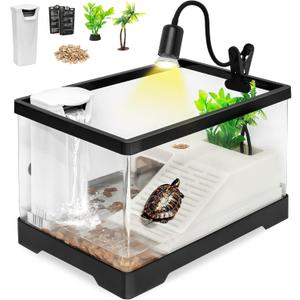 Clioran Turtle Tank Starter Kit for Baby Turtles, 19.7 x 9.5 x 9.5'' 7.7 Gal