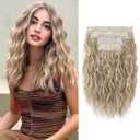 REECHO Clip in Hair Extensions, 4PCS Hair Extensions 12" Short Curly Wavy Blonde hair extensions Invisible Lace Weft Natural Soft Hairpieces for Women Dark Blonde with Highlights