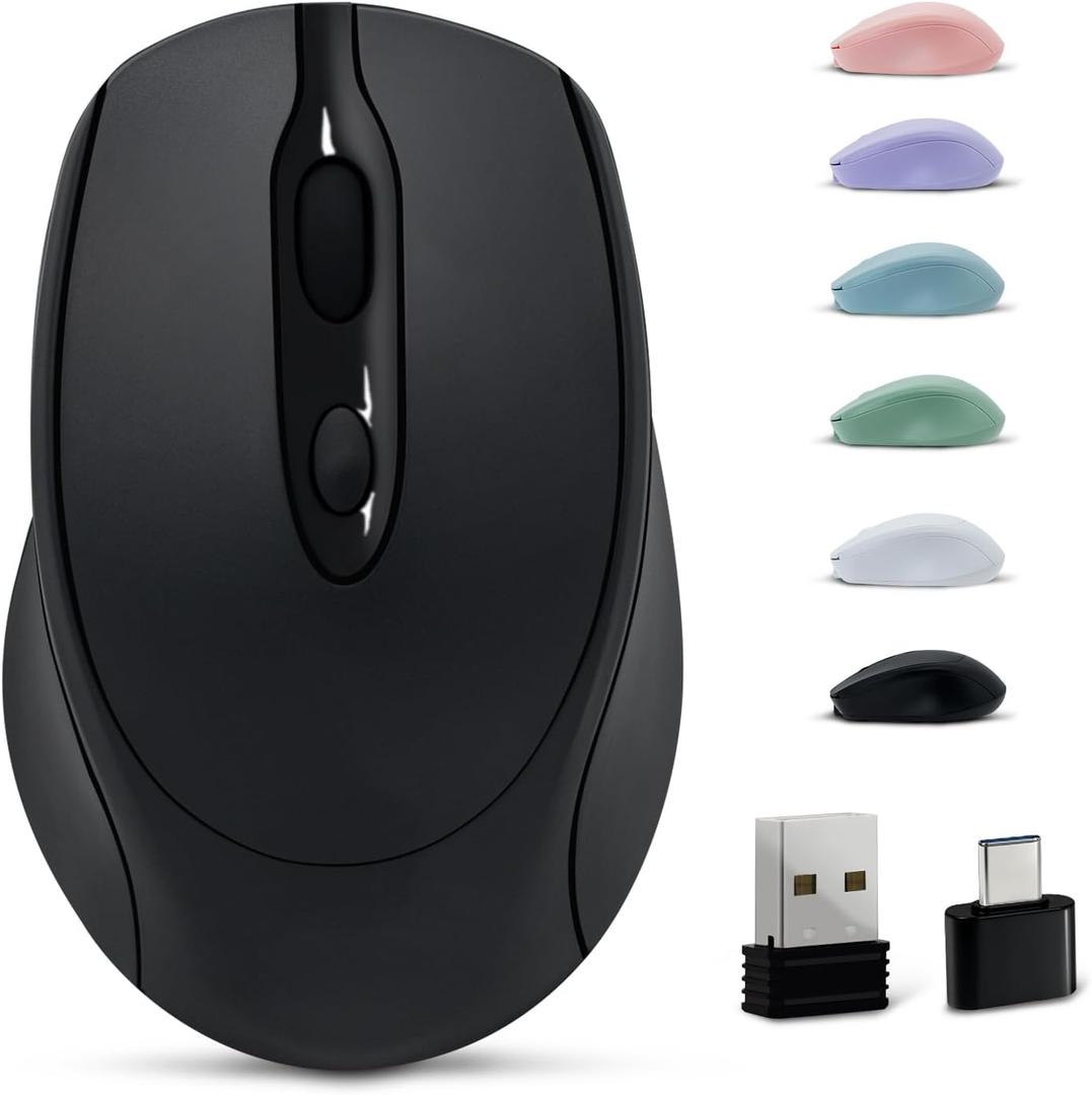 Bluetooth Mouse,Rechargeable Wireless for Laptop/iPad/MacBook Pro/Air, Silent Mouse Portable Slim for Surface Pro/PC/Lenovo/Samsung Tablet (Black)