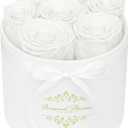 7 Forever Flowers in a Luxury Suede Box, Preserved Roses Birthday Gifts for Women, Romantic Anniversary Wedding Gifts for Women Her Girlfriend Wife, White