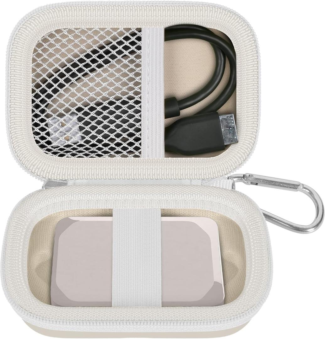 ANKHOH Carrying Case Compatible with Crucial X10/ X9 Pro 4TB/ 2TB/ 1TB Portable SSD, External Solid State Drive Hard Storage Holder Bag Fits for USB-C Cable (Box Only) (Beige)