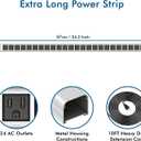 BTU Long Heavy Duty Power Strip 24 Outlet Large Metal Power Strips Garage Workshop Commercial Industrial Power Strips with Circuit Breaker.10FT Cord 15A 125V 1875W (Silver)