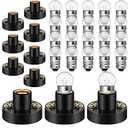 Honoson 30 Pieces E10 Screw Mini Bulbs Warm White Light and E10 Mini Screw Type Bulb Socket Black Plastic Bulbs Holder for Student Experiment Lighting DIY Accessories, 1.5V, 0.3A