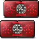 Partsam 2Pcs Rectangle LED Trailer Camper RV Triple Tail Lights Stop Turn Tail Backup Reverse Lights Taillights Vertical and Horizontal Mount - Red and White