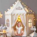 White Kids Play Tent for Girls: Hexagon Kids Indoor Outdoor Playhouse, Soft Peach Skin Fabric Castle Tent for Baby Toddler - Children Play House Toys for Birthday