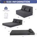 Folding Sofa Bed, Convertible Sleeper Chair Bed, Standard Size, Dark Grey | Foldable Mattress with Pillow, Washable Cover, Ideal for Living Room, Bedroom and Guest Room
