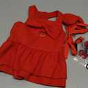 Ranphy Pet Red Bowknot Winter Dress for Small Dogs Girlsl Woolen Coat with Leash and D-Ring Cats Puppy Warm Clothes Birthday New Years Christmas Party,Red,S