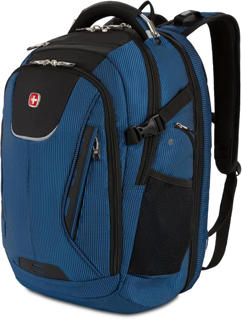 SwissGear Travel Tech Elite Laptop Backpack  Fits Laptops up to 16  ScanSmart TSA-Friendly Backpack with USB Port, Shoe Compartment & Organizer Pockets  Blue/Black