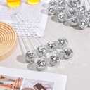 Sawysine 24 Pcs Disco Party Decorations Disco Ball Cocktail Stirrers 8 Inch Silver Mirror Ball Stir Sticks Beverage Coffee Drink Stirrer for 70s 80s Bachelorette Wedding Birthday Party(Transparent)