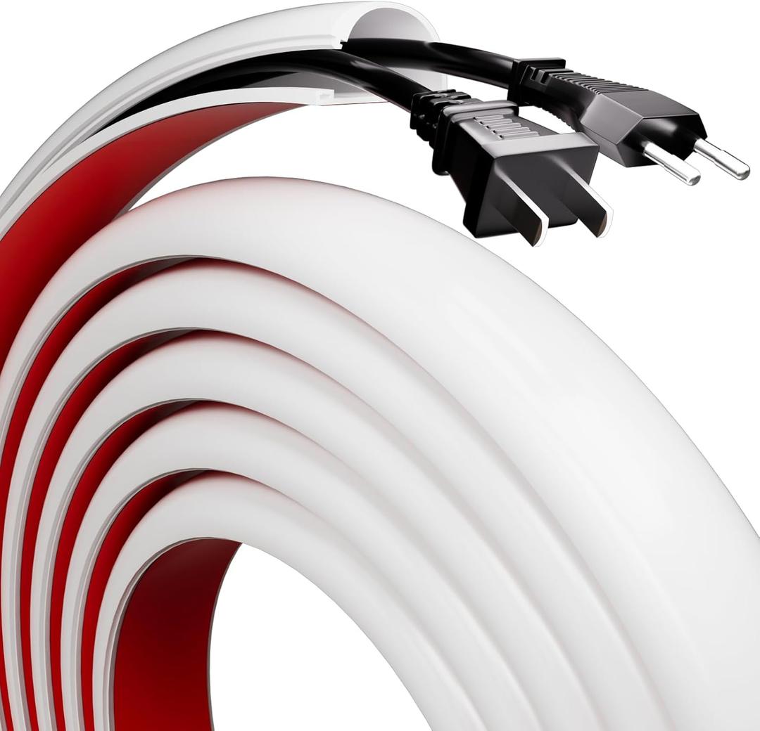 39" Silicone Cord Hider for 2-3 Cords, Flexible Side-Opening Self-Adhesive Cord Covers for Wires on Wall Mount TV, Easier Setup for Home Office Cable Management Wire Hider, 1.1" W x 0.6" H, White