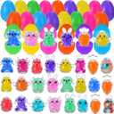 24 Pack Prefilled Easter Eggs with Stress Balls, Easter Rabbit Axolotl Squeeze Balls Squishies Toys Stress Relief for Easter Egg Fillers, Easter Basket Stuffers Party Favor Gifts