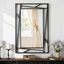 Rectangular Wall Mirror - 36''X24'' Matte Black Metal Framed Farmhouse Bathroom Mirrors for Bedroom Entryway Living Room, Hang Horizontally or Vertically