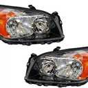 Headlight Assembly for Toyota 2009 2010 2011 2012 RAV4 Pair - Chrome Housing with Amber Lamps - Complete Set - Driver and Passenger Side