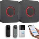 Wi-Fi Smart Wireless Doorbell Chime for Ring, Blink, Google Nest, Easy Setup, No Wiring Needed, No Range Limits, 5 Volumes, 32 Chimes, 2-Pack, Black