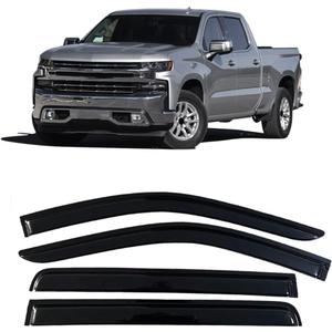 Rain Guards for Chevrolet Chevy Silverado 1500 Crew Cab Pickup Truck 2019-2023/ for GMC Sierra 1500 19-23 Crew Cab Windows Visor, Side Window Wind Deflectors, Smoke Tinted Black Tape-On Door Visors (For 2019-2023 Chevy Silverado/Sierra 1500 Crew Cab)