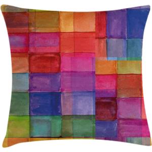 Ambesonne Abstract Throw Pillow Cushion Cover, Rainbow Colored Geometric Blurry Effects Watercolor, Decorative Square Home Accent Pillow Case for Living Room and Bedroom, 20" X 20", Blue and Red