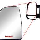 Replacement Driver Left Side Mirror Upper Main Glass Heated with Back Plate for Ram Promaster 1500 2500 3500 from 2010 to 2026
