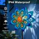 Solar Wind Spinners Outdoor - H60xW13 Metal Yard Art Kinetic Wind Spinners with Colorful LED Crackle Ball, Peacock-Style Windmill for Yard Lawn Garden Decor, Gardening Gifts for Women