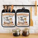 Halloween Skeleton Baker Pot Holders with Pockets, Gifts for Sourdough Bakers, Funny Halloween Skull Oven Pot Holders Heat Resistant Oven Mitts Hot Pads for Kitchen Baking Cooking