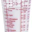 Kolder Mix N Measure Glass, Multi-Purpose Liquid and Dry Measuring Cup, 6 Units of Measurement, Heavy Glass, Red