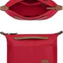 GIVLEFLY Medium Purse Organizer Insert with Zipper, Lightweight Handbag Organizer Insert with Handle, Multiple Pockets for Small Items, Bag Organizer Insert for Tote & HandbagsRed