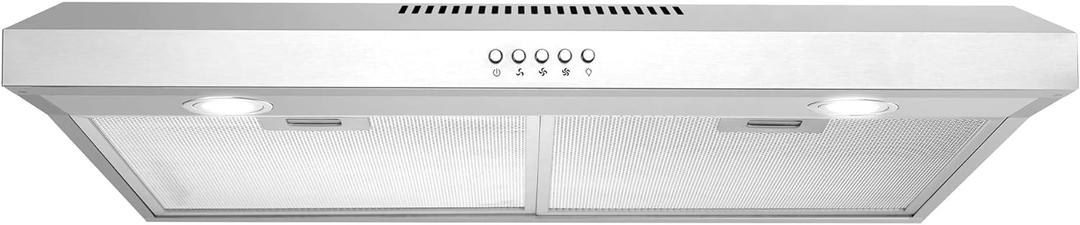 COSMO COS-5U30 30 in. Delta Collection Ducted Under Cabinet Range Hood, Button Controls, Reusable Filters, LED Lights in Stainless Steel