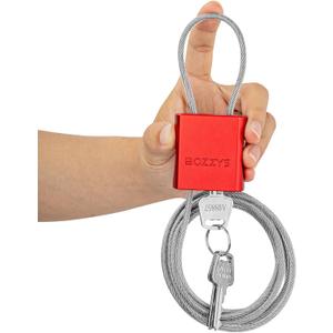 Cable Lock with 3 Keys | L 6.56ft(2m),D 1/6in(4mm) Adjustable Steel Cable Padlock | Aluminum Locks for Bikes, Gate, Lockers & Outdoor Gear | Weatherproof & Red