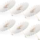 Sanwuta 8 Pcs 23.6 Inch Paper Umbrella Chinese Japanese Handmade Oil Paper Parasol DIY for Wedding Bridal Party Photo Props (White)
