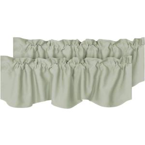 H.VERSAILTEX 2 Panels Blackout Curtain Valances for Kitchen Windows/Living Room/Bathroom Privacy Protection Rod Pocket Decoration Scalloped Winow Valance Curtains, 52" W x 18" L, Light Sage