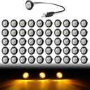 TMH 3/4 Inch LED Marker Clear Lens Amber Light with Connector Plug Clearance Markers Side Marker Indicator Light Waterproof Universal Fits RV, Boat, Pickup Truck 12V DC (Pack of 50)