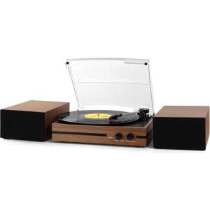 Vinyl Record Player with Dual Stereo Bookshelf Speakers Vintage Belt Drive Bluetooth Turntable with External Speakers,Convert Vinyl to MP3,LP Players AUX Headphone Input RCA Out
