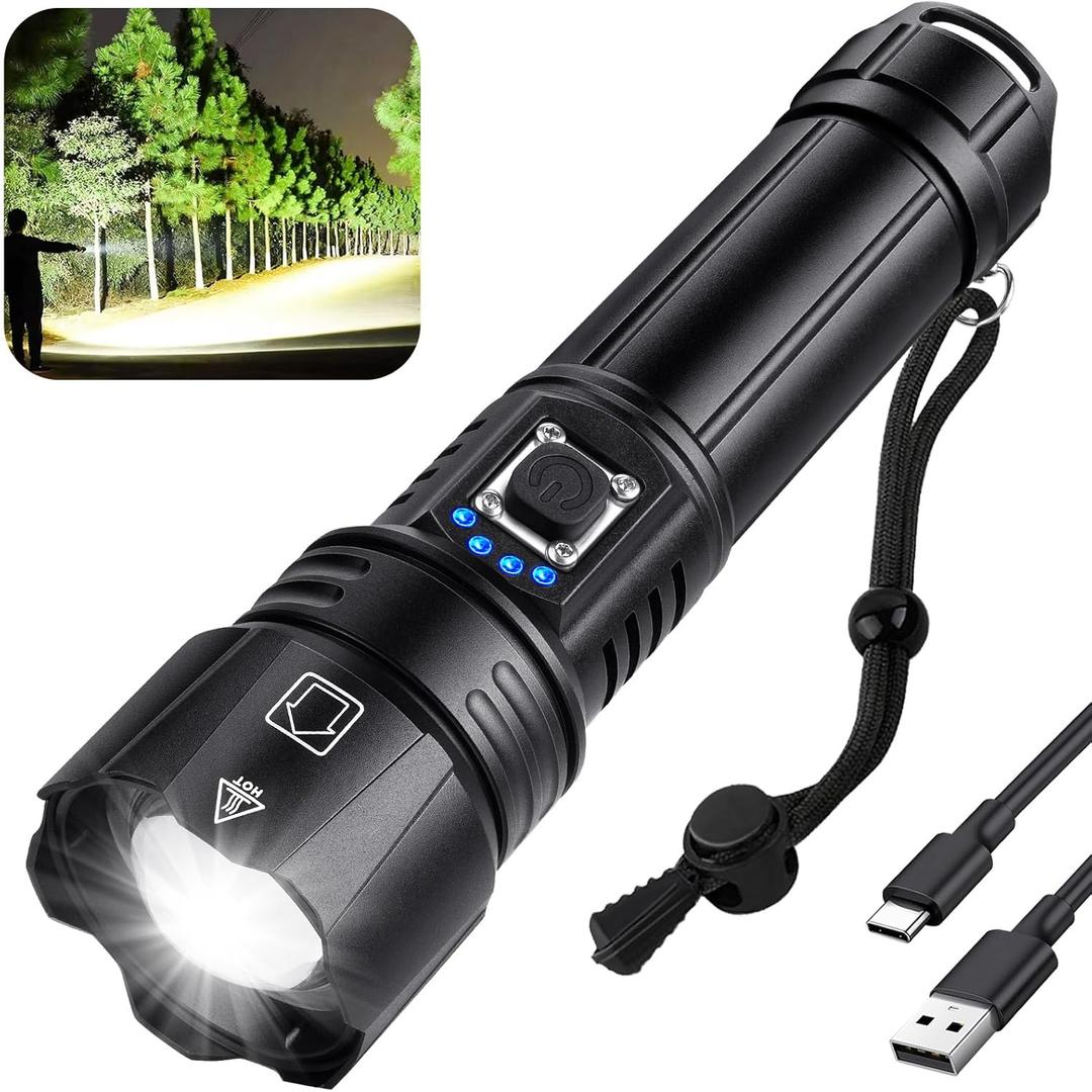 Rechargeable Flashlights High Lumens, 99,000 Lumen Brightest Led Flashlight with 5 Modes & 15H Long Runtime, Powerful Waterproof Handheld Flash Light, Super Bright Flashlight for Home, Camping
