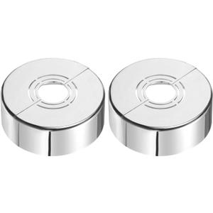 uxcell Wall Split Flange, 2 Pcs 70x25 mm - Cuttable ABS Round Escutcheon Plate Cover Buckle, Shower Arm Flange for 20/25/33mm(0.8/1.0/1.3 Inch) Water Pipe Faucet Decoration (Silver)