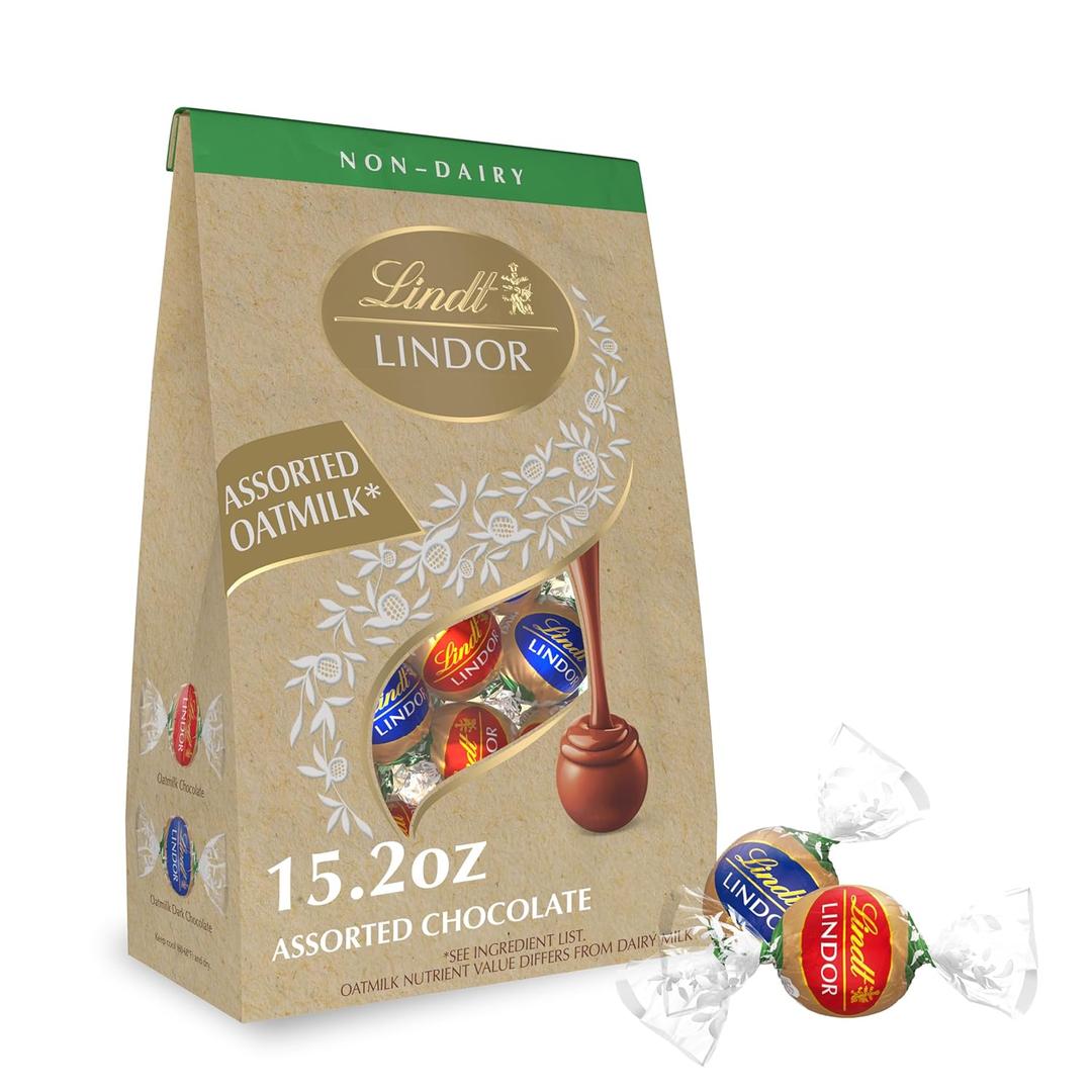 Lindt LINDOR Assorted OatMilk Chocolate Truffles, Non-Dairy Chocolate Candy Truffles with Smooth, Melting Truffle Center, 15.2 oz. Bag (EXP 06/30/26)