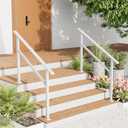 2 Pack Hand Rails for Outdoor Steps,3-4 Step Railing for Stairs,Adjustable Porch Railing,Hand Rails for Seniors,Outdoor Deck Handrails for Exterior Steps,White